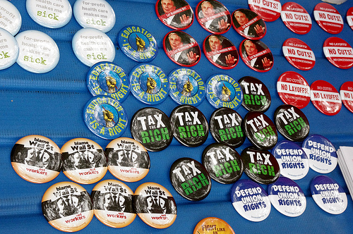 Occupy Wall Street - protest buttons - photo by David Shankbone