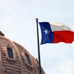 Texas flag on capitol dome