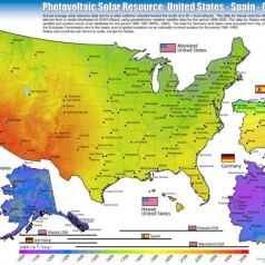 Photovoltaic Solar Resource: United States, Germany -  Illustration courtesy of the National Renewable Energy Laboratory